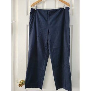 St John Navy blue yellow label stretch pant trousers size 12 quiet luxury career